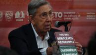 Cárdenas durante la presentación de su libro, al interior del Palacio de Minería, ayer.