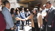 La ministra presidenta de la SCJN (centro), durante su visita al edificio sede del CJF en San Lázaro, ayer.