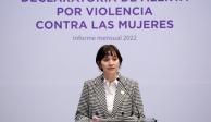 Marcela Figueroa Franco, subsecretaria de Desarrollo Institucional en la Secretaría de Seguridad Ciudadana; presentando el Informe de Resultados de la Alerta por Violencia contra las Mujeres.