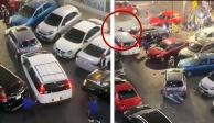 Conductor choca varios autos y se lleva de “corbata” a empleado de "valet parking" en un estacionamiento