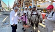 El Presidente, ayer, en la refinería de Minatitlán, Veracruz.