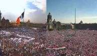 ¿Discriminación? Con AMLO sí izan la bandera a diferencia del 8M y marcha del INE como lo muestra la imagen