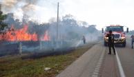 Personal de Protección Civil de Campeche trabajó durante varias horas para controlar por fin, ayer, el incendio en la Reserva de la Biósfera Los Petenes.