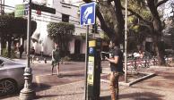 ParquÍmetros sobre la avenida México en la colonia Condesa, Alcaldía Cuauhtémoc.&nbsp;
