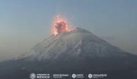 Volcán Popocatépetl registró explosiones en la madrugada y esta mañana.