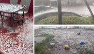 Lluvia y viento sorprenden a habitantes de Puebla; granizo pinta calles de blanco