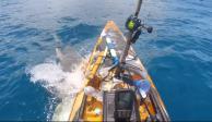 VIDEO. Joven sufre feroz ataque de tiburón en su kayak; así fue el aterrador momento.