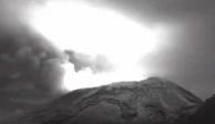 Popocatépetl registra emisión de vapor de agua, gases y ceniza