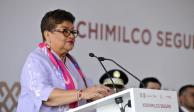 La Fiscal General de Justicia de la Ciudad de México, Ernestina Godoy, durante un evento en la alcaldía Xochimilco.