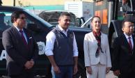 La jefa de Gobierno con el alcalde de Xochimilco y el titular de la SSC, ayer.
