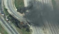 Camión se incendia y provoca derrumbe de tramo elevado de la I-95.