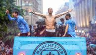 Jack Grealish celebra el triplete del Manchester City en la campaña 2022/2023