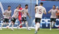 Jesus Gallardo celebra el gol con el que México venció a Panamá por el tercer lugar de la Nations League, el último juego del Tricolor antes de debutar en la Copa Oro 2023.