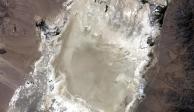 En esta foto sin fecha proporcionada por la NASA, un satélite capta el Railroad Valley (RRV), el lecho seco de un lago en Nevada, para realizar la calibración con base en el suelo de los instrumentos de observación de la Tierra por satélite. A petición de la NASA.