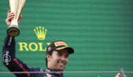 Checo Pérez celebra el tercer sitio conseguido en el GP de Austria de F1