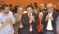 De izq. a der.: Jorge Álvarez, Samuel García y Dante Delgado en la sesión del Consejo Nacional de MC, ayer.