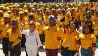 El mandatario capitalino, Martí Batres Guadarrama, al encabezar la conmemoración del Día Nacional del Combatiente de Incendios Forestales, ayer.