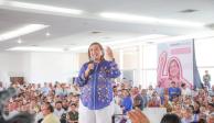 La senadora Xóchitl Gálvez, ayer, en Veracruz.