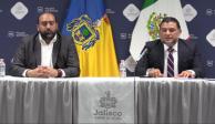 El fiscal general de Jalisco, Luis Joaquín Méndez Ruiz (a la derecha), durante el videomensaje en el que ofreció avances en las investigaciones, ayer.