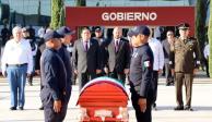 El alto mando de la SSP de Tamaulipas encabezó el último adiós a la joven uniformada, ayer.