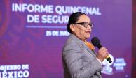 La secretaria de Seguridad, Rosa Icela Rodríguez, señala que por la destrucción de los laboratorios clandestinos hubo afectaciones económicas por 1.6 billones de pesos contra el crimen organizado.