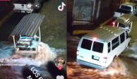 'El héroe de México': Conductor de camioneta salva a carrito de elotes durante una inundación.
