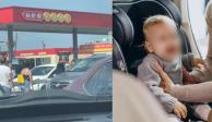 Papás rompen parabrisas para rescatar a su bebé luego de que olvidaron las llaves dentro del auto.