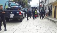 Una gran presencia policiaca se observó en la zona en donde ocurrió el evento de violencia en el Pueblo Mágico de Chiapas, ayer.