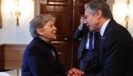 Alicia Bárcena y Anthony Blinken, durante la reunión sostenida ayer.