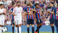 Jugadores del Barcelona festejan su triunfo sobre el Mallorca en mayo pasado.