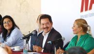 El diputado de Morena, en conferencia de prensa, ayer en Puebla.