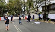 Protesta en avenida Emiliano Zapata y aspecto del predio, el pasado lunes.