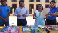 Integrantes de la asociación civil Más Vida más Familia se pronunciaron en contra de los materiales en Campeche, ayer.