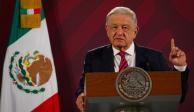 El presidente López Obrador durante la conferencia matutina de este jueves.