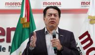 Mario Delgado en conferencia de prensa, el pasado 22 de agosto en la sede de Morena.
