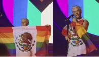 Tunden a Christian Chávez por sacar bandera de México con colores LGBT+ en concierto de TBD