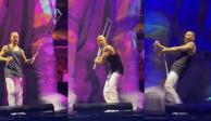 Le avientan a Maluma una muleta a medio concierto ¿se enojó? (VIDEO)