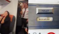 Video de la pareja descubierta teniendo relaciones íntimas en un baño de un avión en pleno vuelo