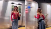 Mar de Regil presume foto en el Metro de Nueva York y la agente se burla: 'ni topas el de CDMX'