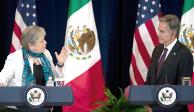 Alicia Bárcena y Antony Blinken en conferencia en el Departamento de Estado, ayer.