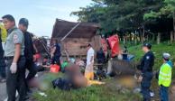 Accidente carretero en Chiapas que dejó 10 migrantes muertos.