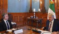 El Presidente, ayer en la reunión de Alto Nivel con Antony Blinken en Palacio.