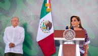 Mara Lezama, gobernadora de Quintana Roo, con AMLO este viernes 6 de octubre del 2023.
