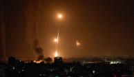 Cohetes disparados desde Gaza hacia Israel, en Gaza, 7 de octubre de 2023.