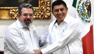 Jorge Nuño y Salomón Jara se reúnen en Oaxaca; abordan  avances en Barranca Larga-Ventanilla