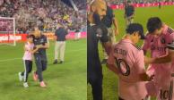 Un pequeño fan de Lionel Messi fue interceptado por el guardaespaldas del futbolista argentino.