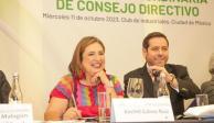 La senadora Xóchitl Gálvez y el presidente de la Concamin, Jóse Abugaber, ayer, en el Club de Industriales.