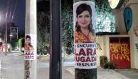 Carteles en apoyo a Clara Brugada, en las calles de Iztapalapa, en imagen de archivo.