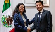 Luisa María Alcalde recibe a Félix Arturo Medina, nuevo subsecretario de Derechos Humanos, en Segob.