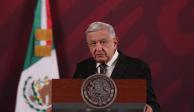 El Presidente Andrés Mnauel López Obrador, durante conferencia de prensa matutina en Palacio Nacional.